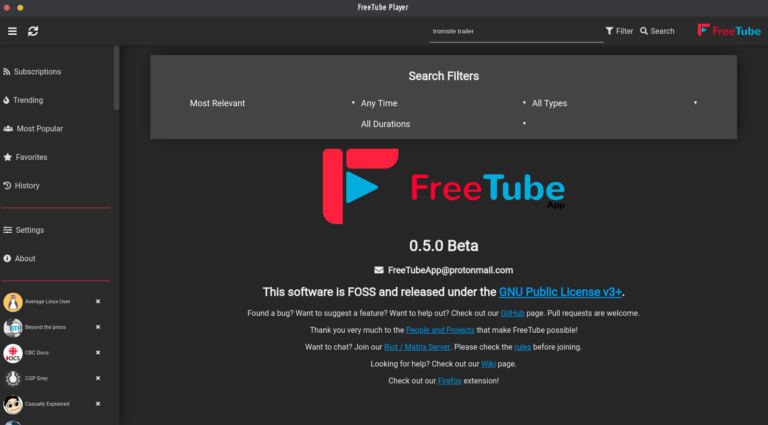 FreeTube: The Open Source  Player for Linux