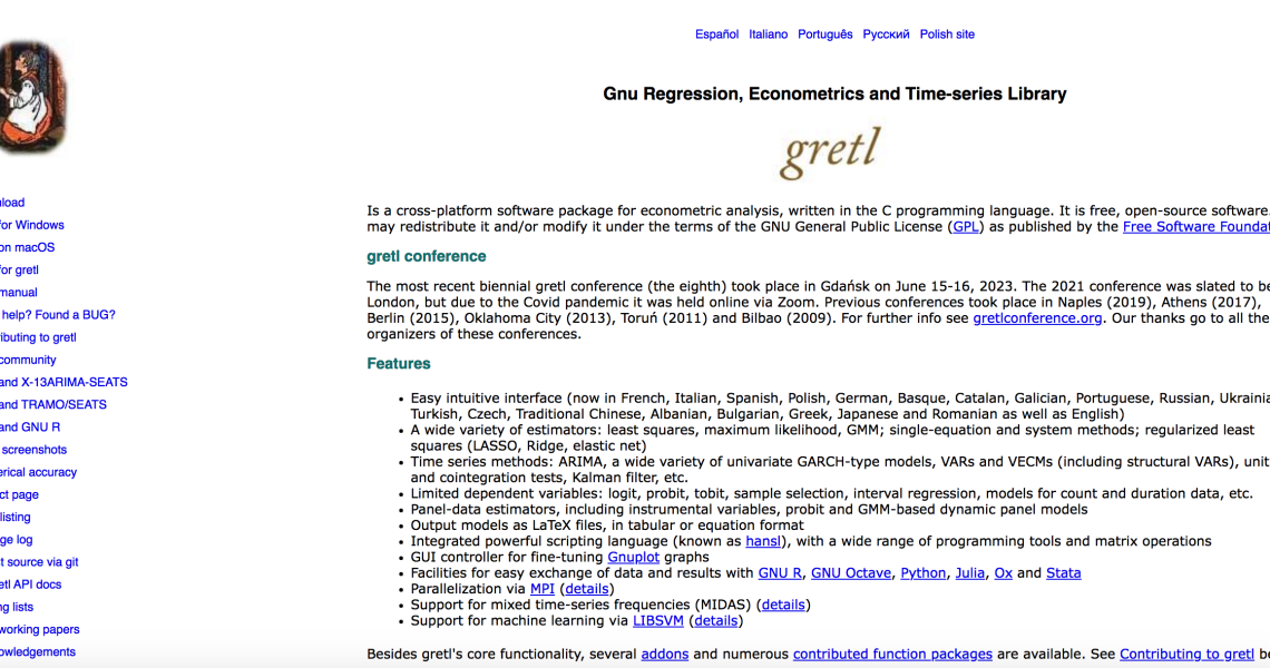 Gretl – Econometric platform